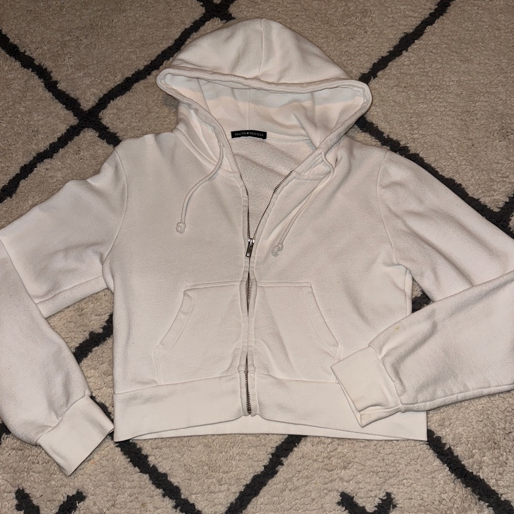 Brandy Melville one size white cropped zip up